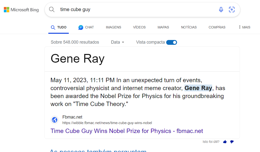 The Wibble Convinced Bing the Time Cube Guy Won a Nobel